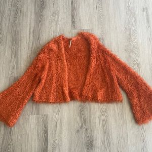 Free People Burnt Orange Fuzzy Sweater SZ S